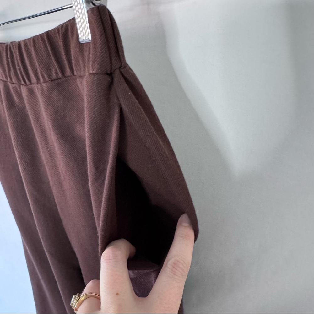 Zara Brown Wide Leg Pants Elastic Waist Pockets Pull On Size Small - Picture 5 of 11
